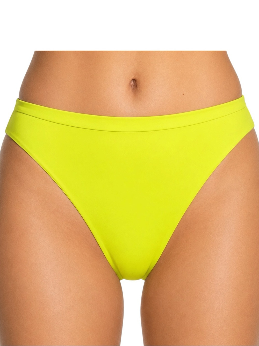 BECCA High Leg High Waist French Cut Bikini Swim Bottom Neon Green NEW!